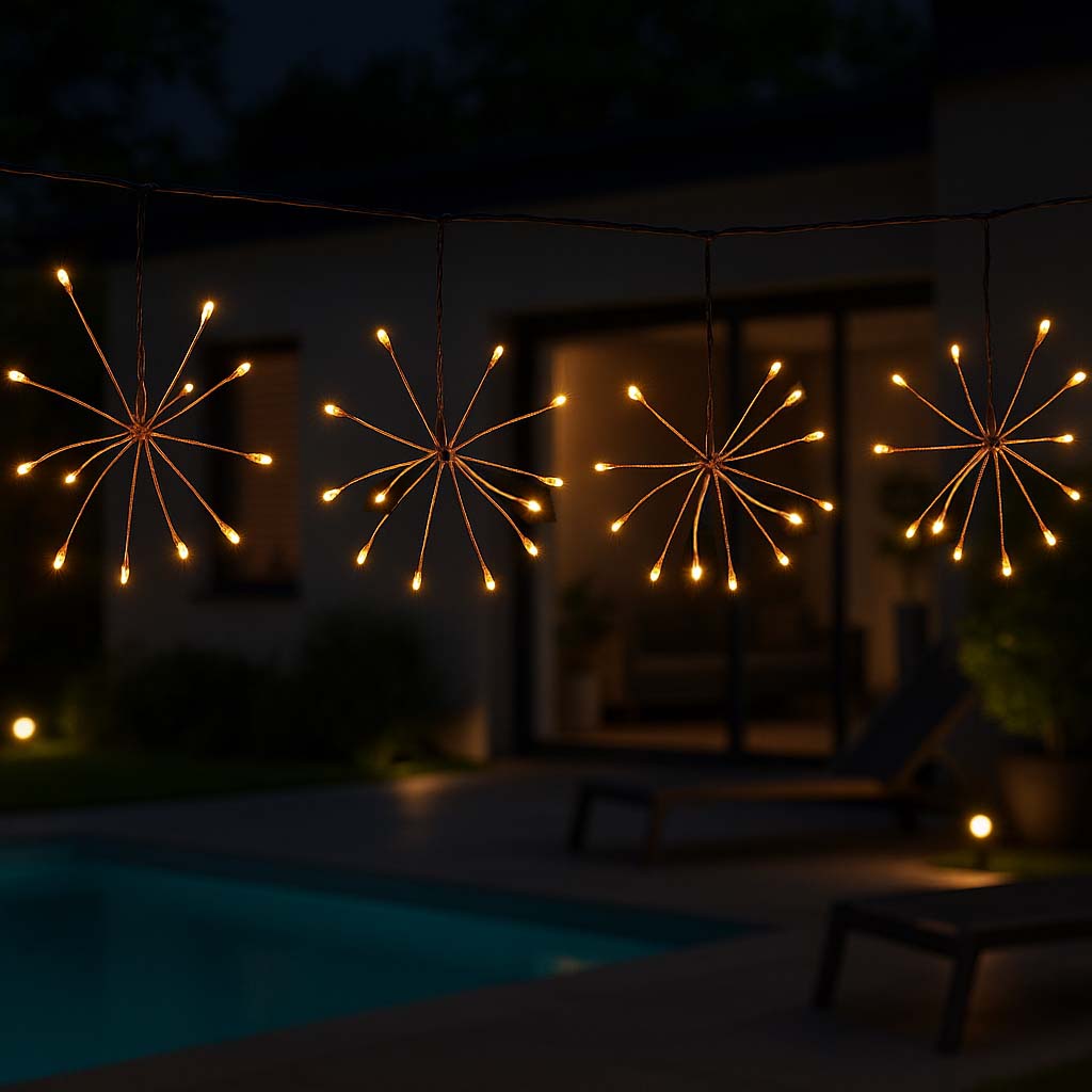 Guirlande solaire étincelante festive micro LED blanc chaud FIREWORKS STRING LIGHT 4.2m