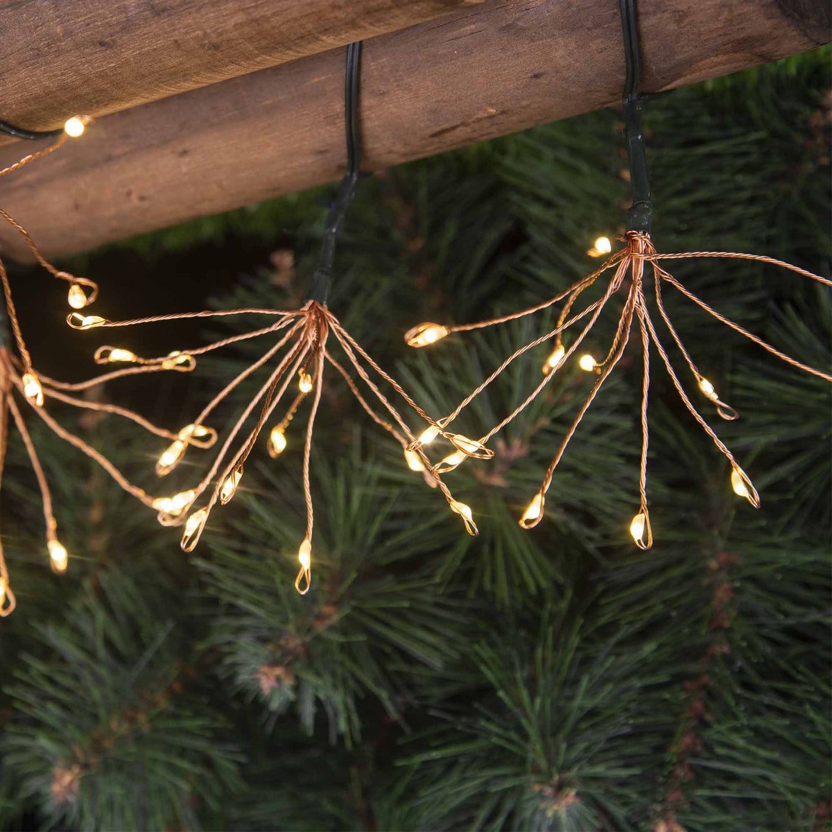 Lot de 2 guirlandes lumineuses solaires effet feu d'artifice 144 micro LED blanc chaud 2x FIREWORKS STRING LIGHT 4.2m