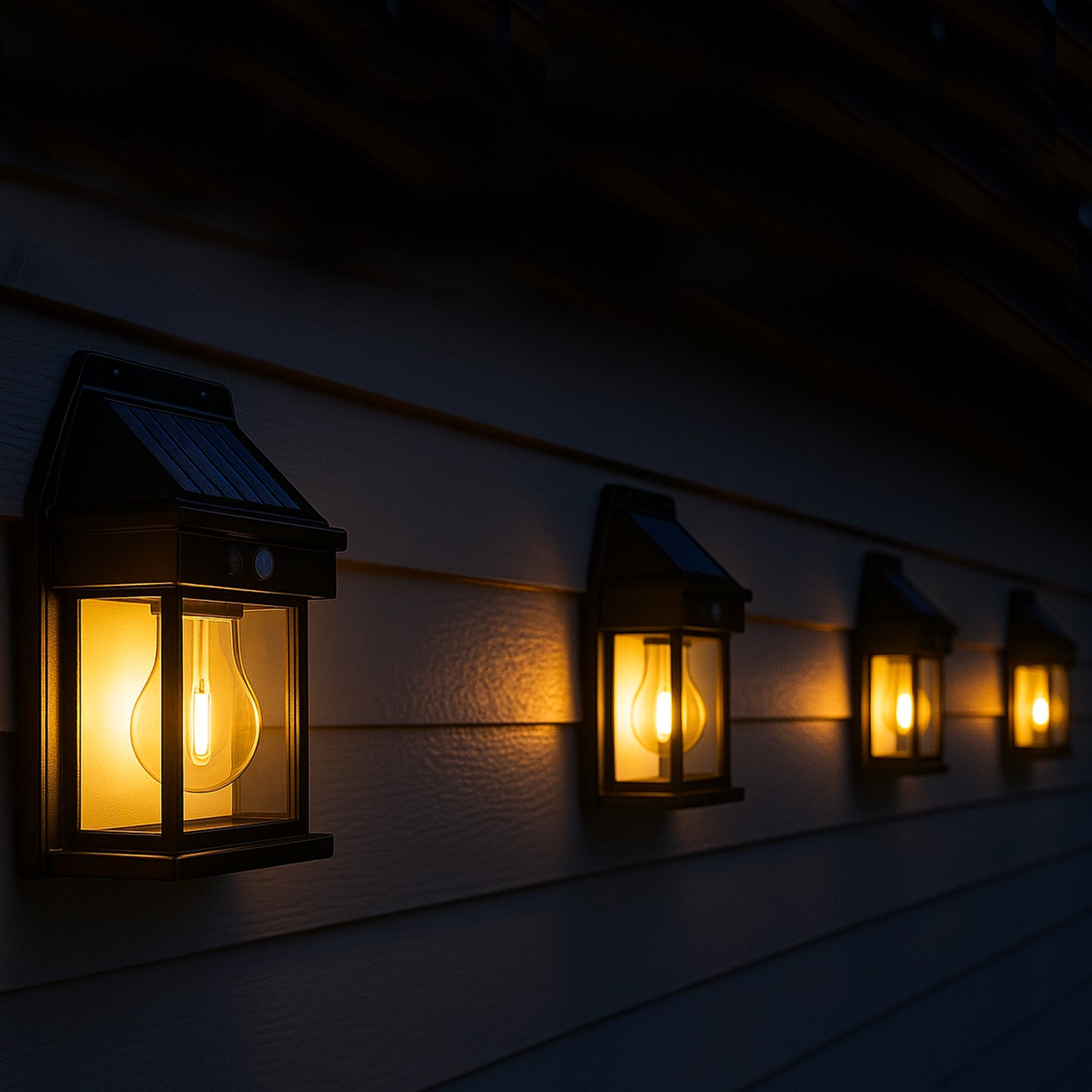 Lot de 4 Appliques Murales Solaires LED SUNFLARE - Éclairage Blanc Chaud, Design Moderne et Étanche, Idéal pour Jardin, Terrasse, Extérieur et Allée
