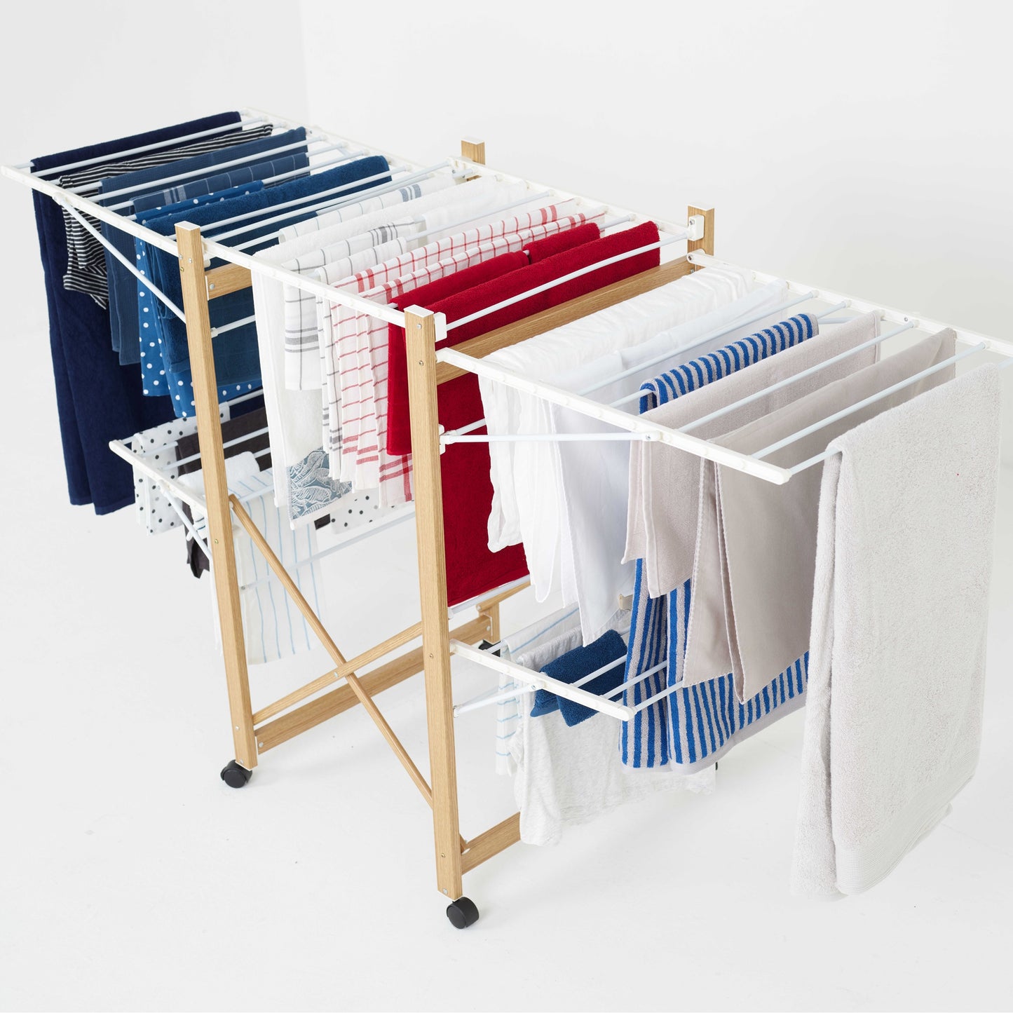 Séchoir à linge étendoir multifonction 28M USHUAIA Couleur bois grande capacité