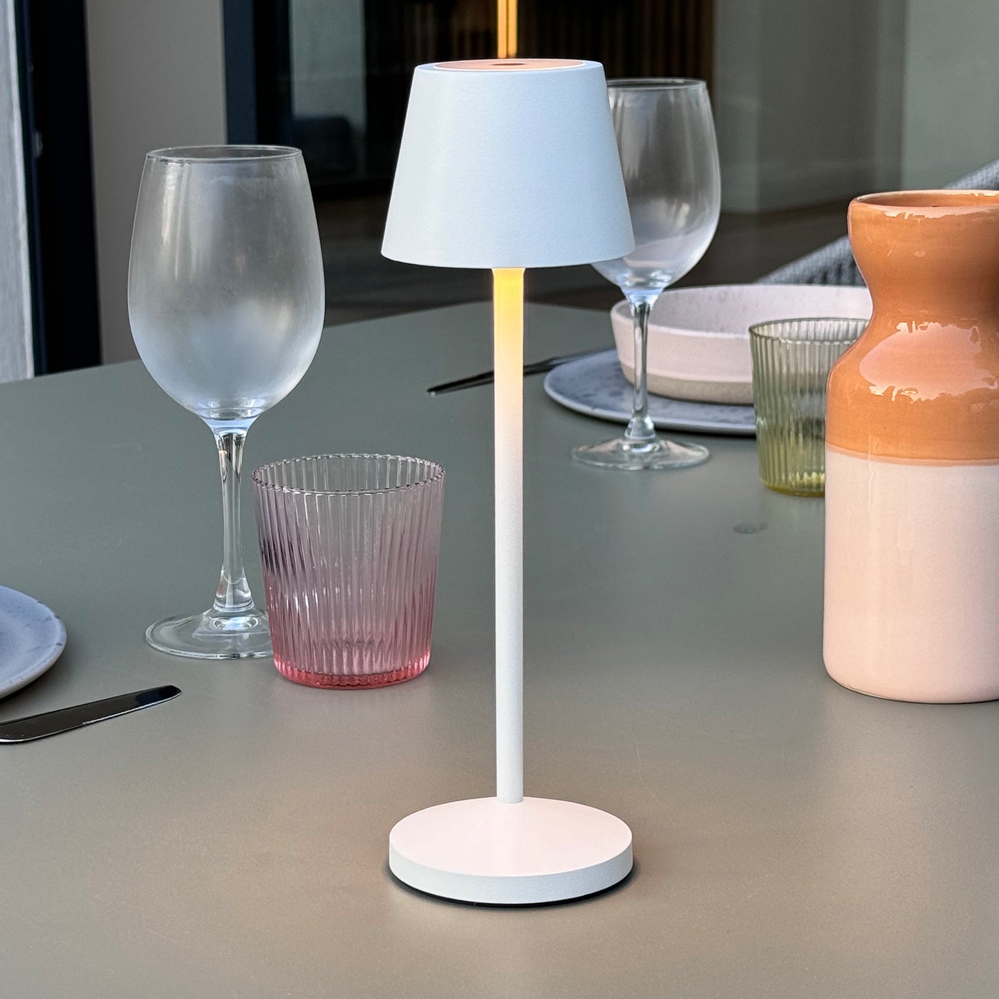 Lampe de table sans fil LED blanc chaud dimmable EMILY H25cm, White