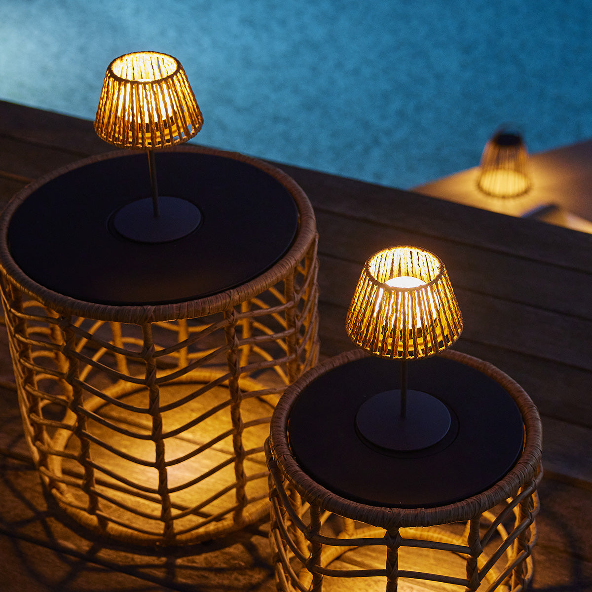 Lot de 2 minis lampes de table LED sans fil blanc dimmable TWINS RAFFY H23.5cm