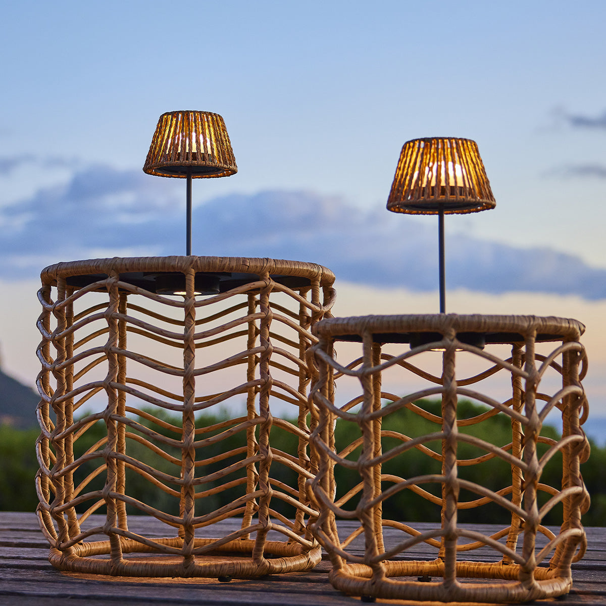 Lot de 2 minis lampes de table LED sans fil blanc dimmable TWINS RAFFY H23.5cm