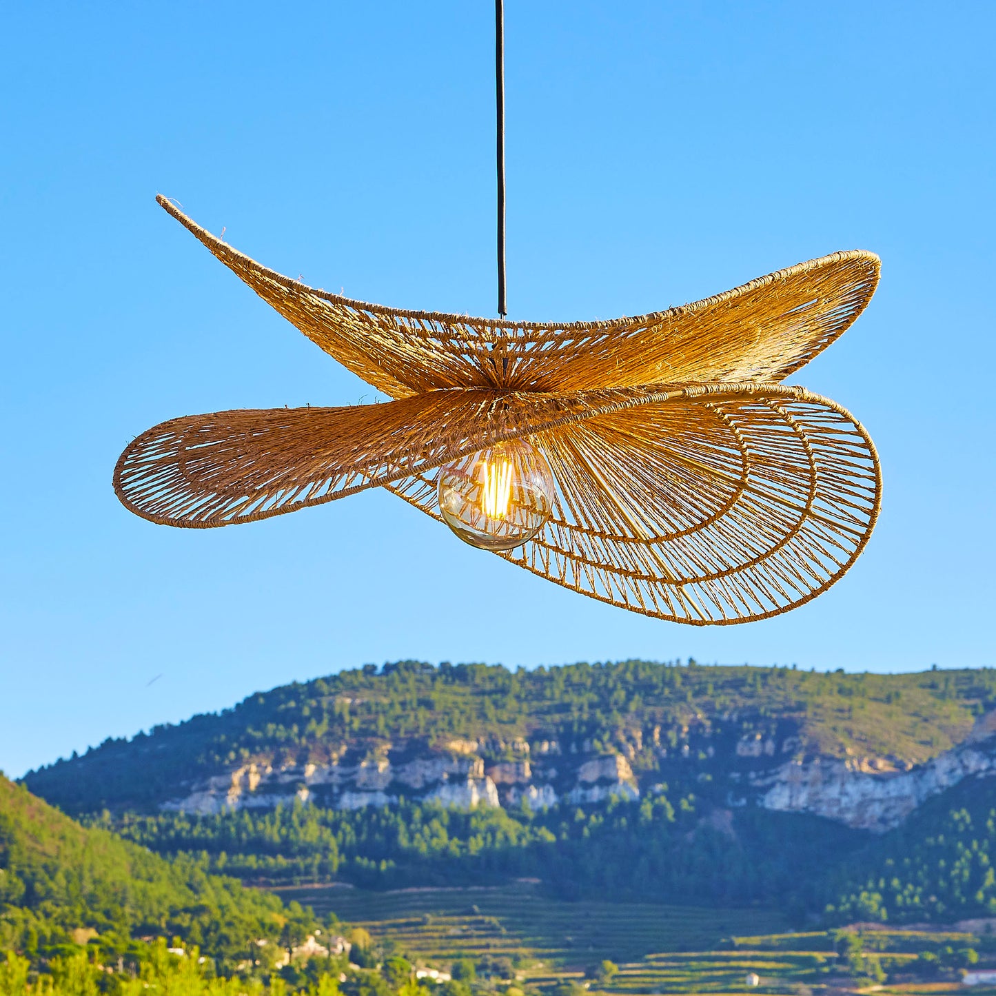 Suspension sur secteur pour l'extérieur SOLARA OUTDOOR CABLE en jute naturel style bohème 5m de longueur de câble