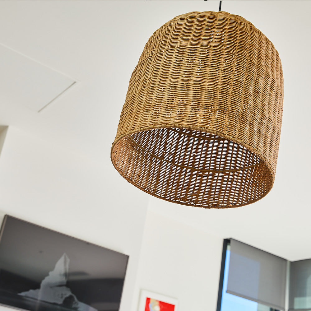 Abat jour naturel GIACOMO en rotin style bohème H45cm pour monture électrique E27
