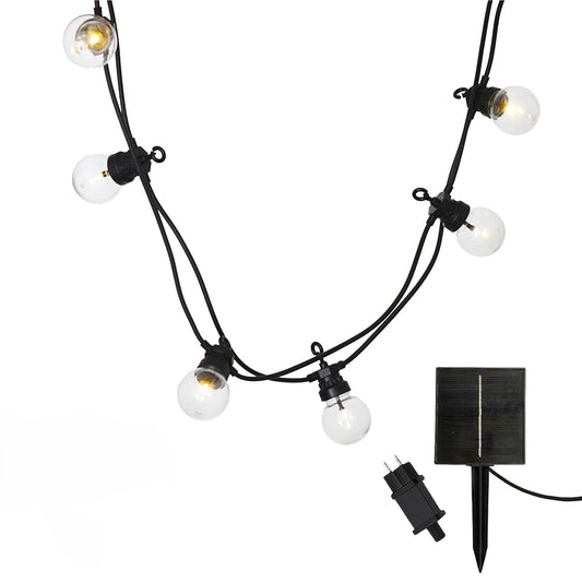Guirlande lumineuse solaire et sur secteur raccordable 20 ampoules transparentes LED blanc chaud PARTY CLEAR 20 L8.70m