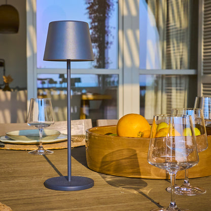 Lampe de table touch sans fil en aluminium gris KELLY ROCK LED blanc dimmable H38 cm