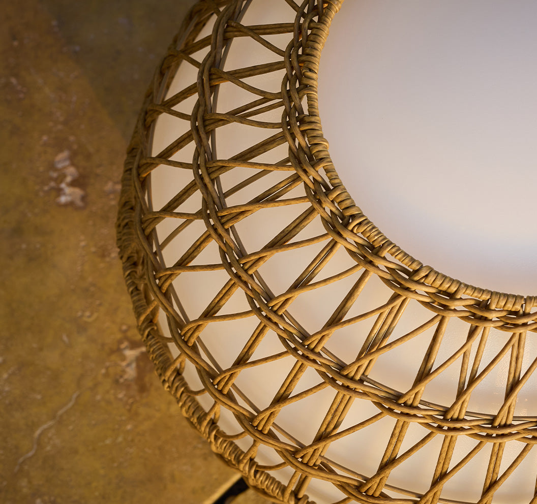 Boule lumineuse filaire avec coque poly rotin amovible pour extérieur LED blanc BOBBY W40 DRESS ∅40cm culot E27