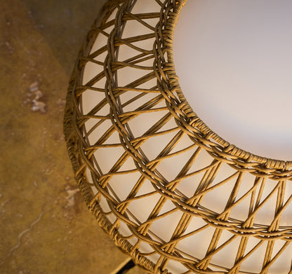 Boule lumineuse filaire avec coque poly rotin amovible pour extérieur LED blanc BOBBY W40 DRESS ∅40cm culot E27