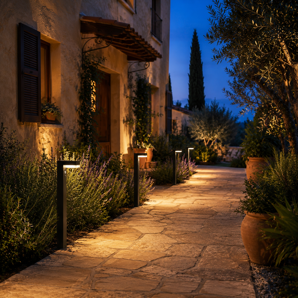 Balise solaire à fixer ou planter LED blanc chaud avec détecteur de mouvement CENOVA TALL H50cm