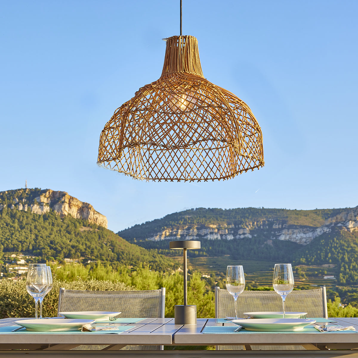 Abat jour naturel ARIA INDOOR en rotin style bohème H50cm pour monture électrique E27