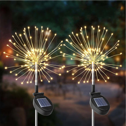 Lot de 4 balises solaires à piquer effet feu d'artifice micro LED blanc chaud 4x FIREWORKS SPIKE H97cm