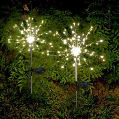 Lot de 4 balises solaires à piquer effet feu d'artifice micro LED blanc chaud 4x FIREWORKS SPIKE H97cm