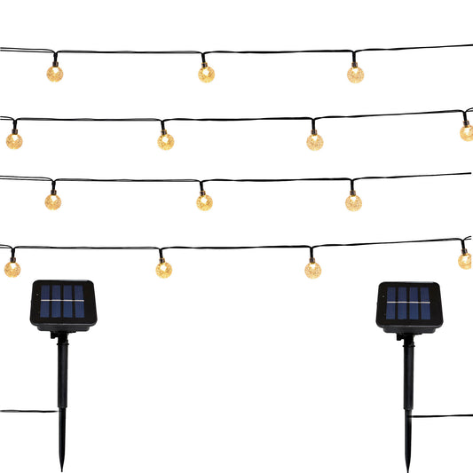 Lot de 2 guirlandes lumineuses solaires 60 globes scintillants LED blanc chaud FESTY WHITE 8m
