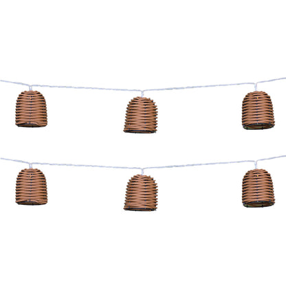 Lot de 2 guirlandes lumineuses solaires 10 abat-jour poly rotin LED blanc chaud FORMENTERA 3.80m