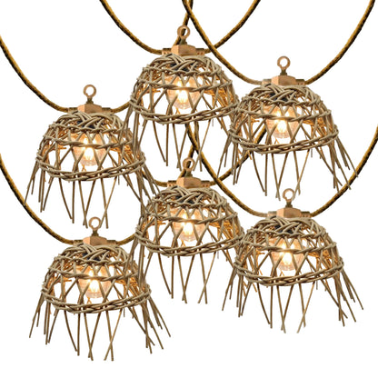 Guirlande lumineuse solaire et sur secteur raccordable en corde 20 ampoules transparentes LED blanc chaud dimmable MINI HAWAI LIGHT HYBRID 13m