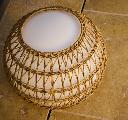 Boule lumineuse filaire avec coque poly rotin amovible pour extérieur LED blanc BOBBY W40 DRESS ∅40cm culot E27