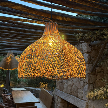 Abat jour naturel ARIA INDOOR en rotin style bohème H50cm pour monture électrique E27