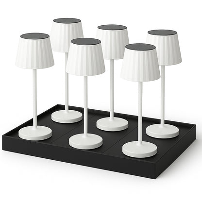 Lot de 6 Lampe de table sans fil LED blanc chaud dimmable ABBY WHITE H29cm Blanc avec plateau de chargement