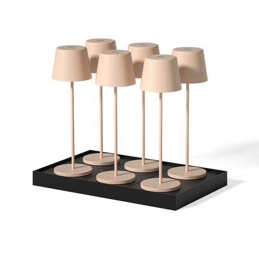 Lot de 6 lampes de table touch sans fil en aluminium KELLY SAND LED blanc dimmable H38 cm avec plateau de chargement