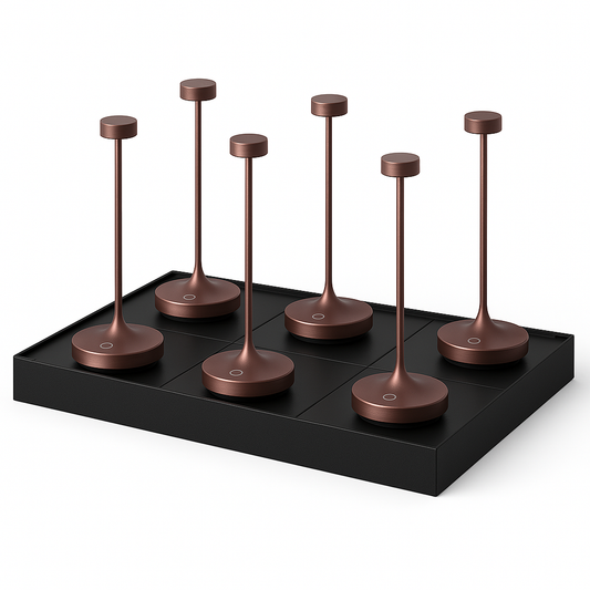 Lot de 6 Lampe de table sans fil LED blanc chaud dimmable RUBY COPPER H25cm Cuivre avec plateau de chargement