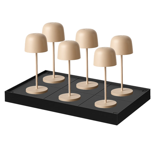 Lot de 6 Lampe de table sans fil LED blanc chaud dimmable SOPHIA CREAM H28cm Crème avec plateau de chargement