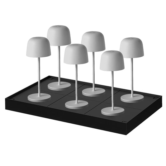 Lot de 6 Lampe de table sans fil LED blanc chaud dimmable SOPHIA GREY H20cm Gris avec plateau de chargement