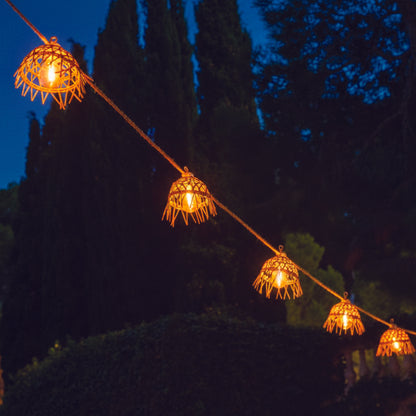 Guirlande lumineuse solaire et sur secteur raccordable en corde 20 ampoules transparentes LED blanc chaud dimmable MINI HAWAI LIGHT HYBRID 13m