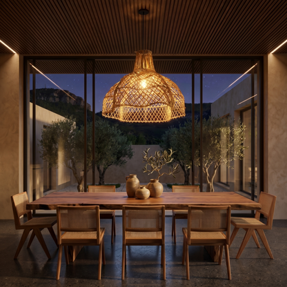 Abat jour naturel ARIA INDOOR en rotin style bohème H50cm pour monture électrique E27