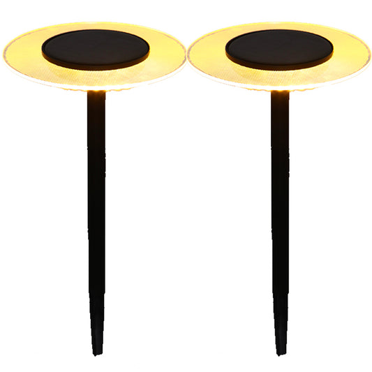 Lot de 2 balises solaires à piquer LED blanc chaud UFO H35cm