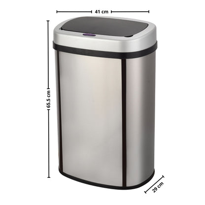 Poubelle de cuisine automatique 58L MAJESTIC SILVER grande capacité en INOX brossé avec cerclage