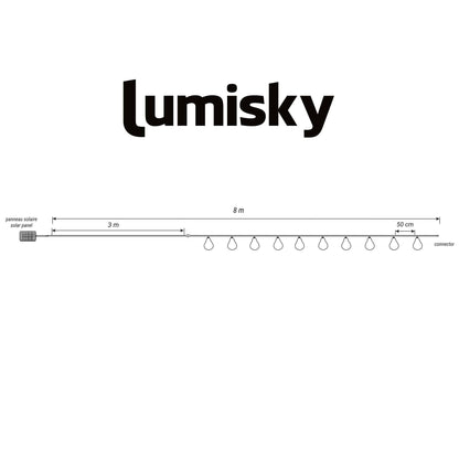 Guirlande lumineuse d'extérieur solaire raccordable 10 ampoules micro LED blanc chaud FANTASY STAR CORD SOLAR 8m