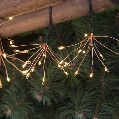 Lot de 2 guirlandes lumineuses solaires effet feu d'artifice 144 micro LED blanc chaud 2x FIREWORKS STRING LIGHT 4.2m