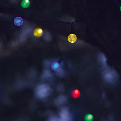 Lot de 2 guirlandes lumineuses solaires 20 globes scintillants LED multicolore FESTY COLOR 5.80m