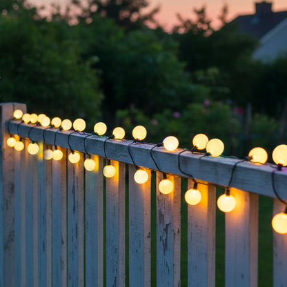 Lot de 2 guirlandes lumineuses solaires ampoules rondes 60 LED blanc chaud BILLY 6.90m