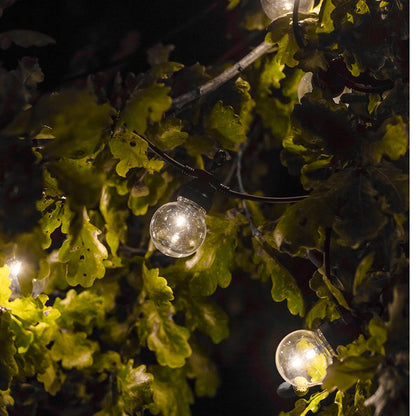 Guirlande lumineuse solaire raccordable 20 globes transparents LED blanc chaud PARTY CLEAR SOLAR 20 9m 13 modes