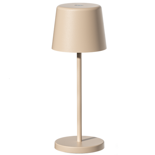 Mini lampe de table touch sans fil en aluminium beige LED KELLY MINI SAND blanc dimmable H22cm