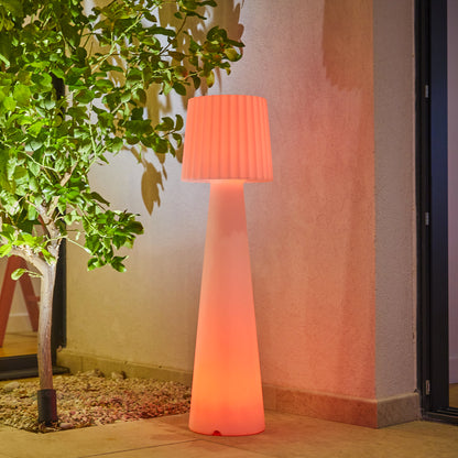 Lampadaire solaire LED abat-jour ondulé multicolore dimmable LADY C110 SOLAR  H110cm avec télécommande