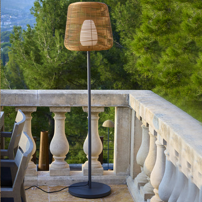 Lampadaire filaire design poly rotin pour extérieur LED blanc TALL BOHEME H150cm culot E27