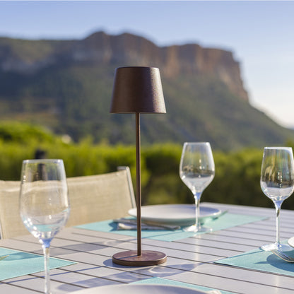 Lampe de table touch sans fil en aluminium marron KELLY VINTAGE LED blanc dimmable H38 cm
