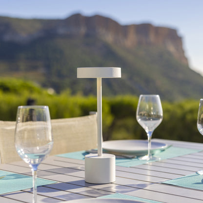 Lampe de table sans fil touch en aluminium blanc mat LED ROBY WHITE H30cm