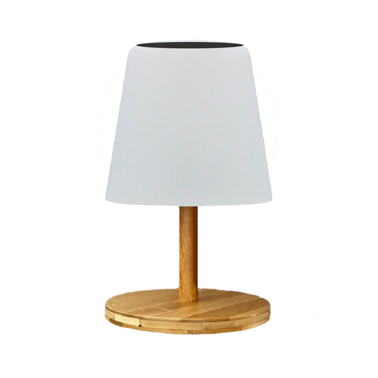 Lampe de table solaire et rechargeable LED blanc chaud/blanc dimmable pied en bambou STANDY MINI WOOD SOLAR H25cm