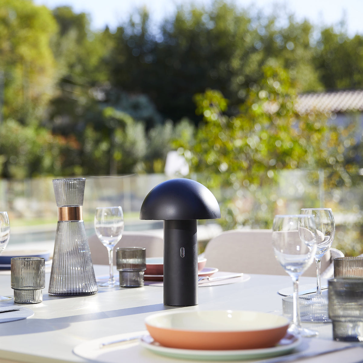 Lot de 2 Lampes de table sans fil tête orientable LED blanc chaud TOD BLACK H28cm