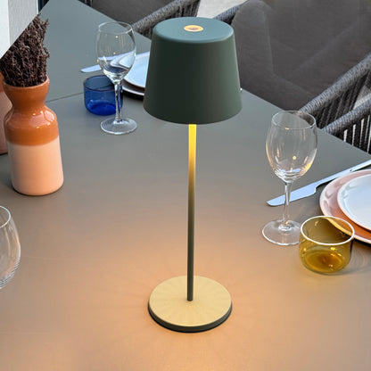 Lot de 6 lampes de table touch sans fil en aluminium KELLY OLIVE LED blanc dimmable H38 cm avec plateau de chargement