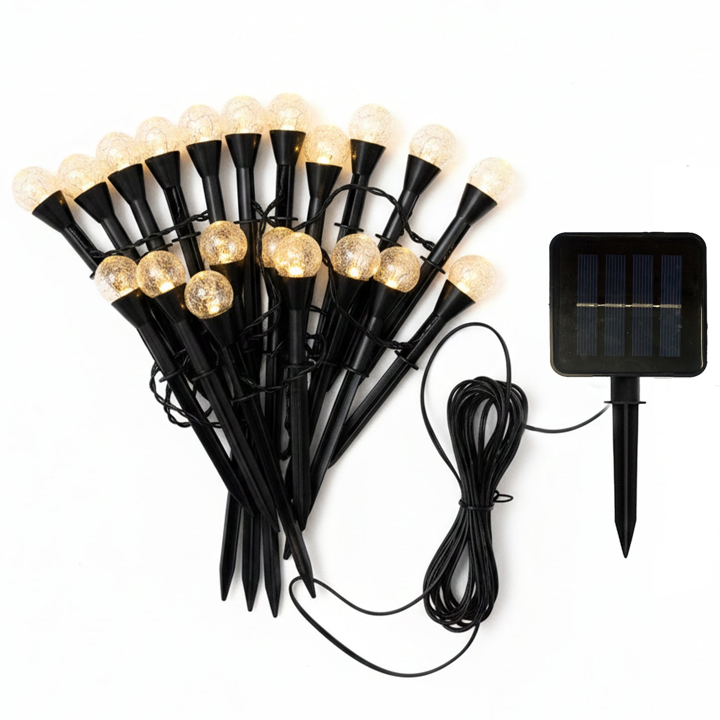 20 spots lumineux solaires scintillants FESTY PICK 6m à piquer balisage allée LED blanc chaud
