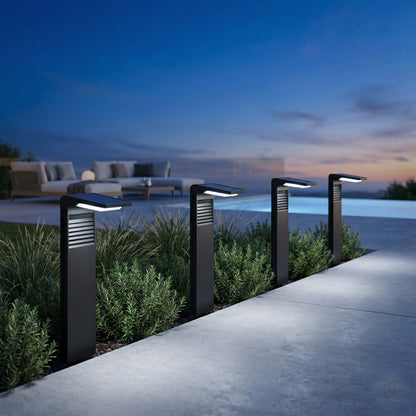 Lot de 4 balises solaires à planter LED blanc froid OSTRY H41cm Lumière Extérieur, Eclairage Solaire pour Jardin Chemin