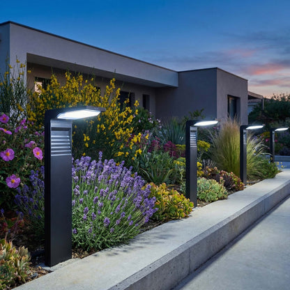 Lot de 4 balises solaires à planter LED blanc froid OSTRY H41cm Lumière Extérieur, Eclairage Solaire pour Jardin Chemin