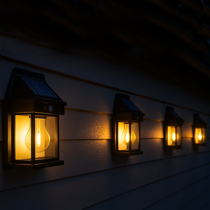 Lot de 4 Appliques Murales Solaires LED SUNFLARE - Éclairage Blanc Chaud, Design Moderne et Étanche, Idéal pour Jardin, Terrasse, Extérieur et Allée