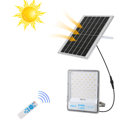 Projecteur solaire éclairage très puissant LED blanc chaud/ froid TITAN avec panneau solaire déporté et télécommande H30.5cm