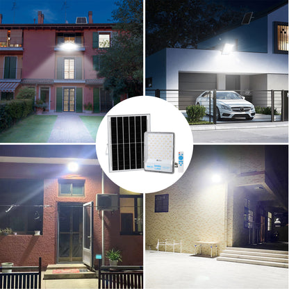 Projecteur solaire éclairage très puissant LED blanc chaud/ froid TITAN avec panneau solaire déporté et télécommande H30.5cm